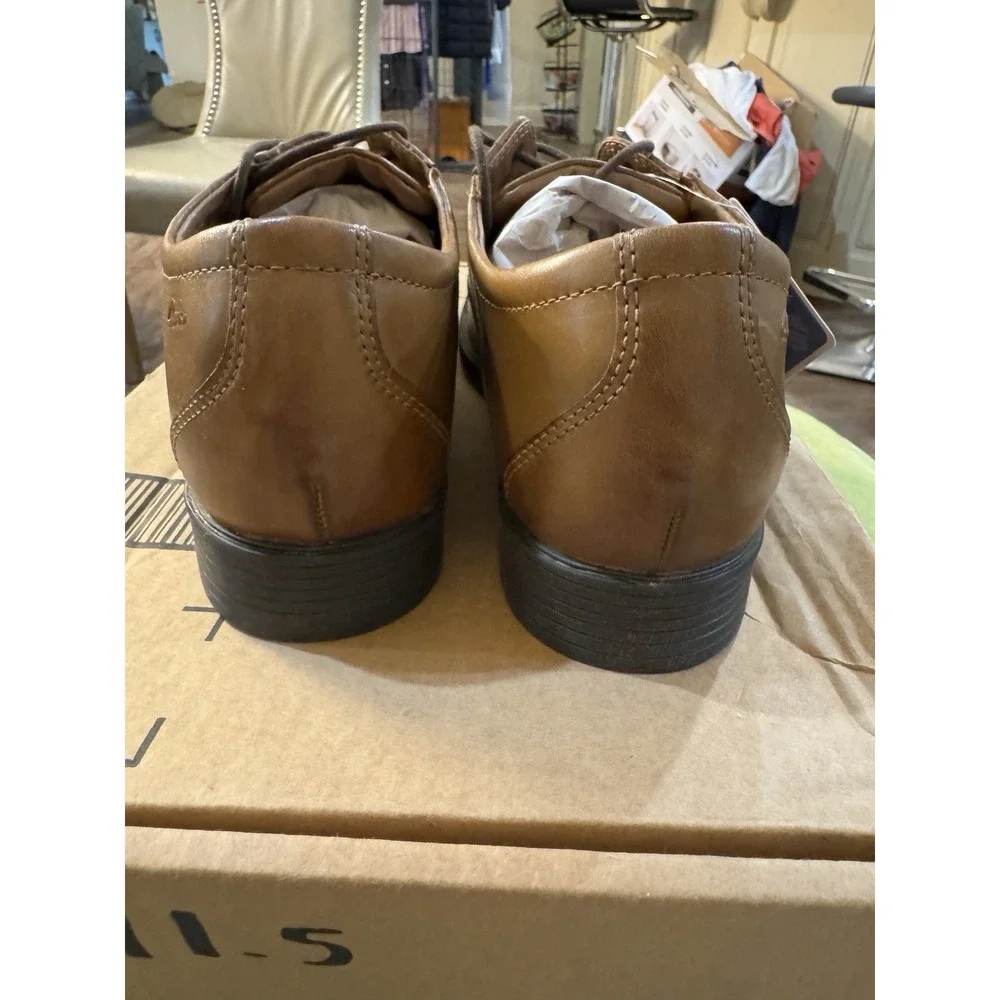 Collection By Clarks Men's Whiddon Cap Dark Tan Leather Shoes -‎ Size 11.5